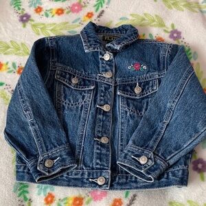 Vintage Children’s Place Girl’s Denim Jacket with Floral Embroidery
